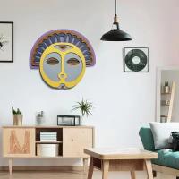 Настенная маска / панно деревянная на стену для дома и офиса / украшение настенное Абориген