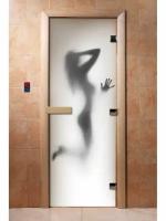 Дверь для бани и сауны 1800x700 мм, стеклянная, DoorWood Фотопечать A070