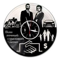 Страховой агент - настенные часы из виниловой пластинки (с серебряной подложкой)