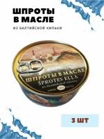 Рыбные консервы Шпроты в масле Барс, 3 шт. по 240 гр