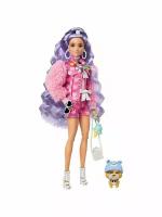 Кукла Mattel Barbie Extra Фиолетовые волны GXF08, питомец+аксессуары