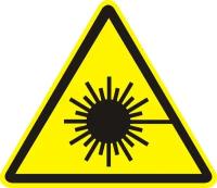 Знак W10 «Опасность. Лазерное излучение», пластик 1 мм, 200 мм х 200 мм