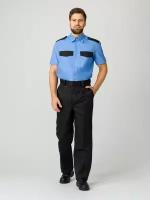 Рубашка охранника с коротким рукавом мужская, ярко-голубой (39; 182-188) / Форменная рубашка / Спецодежда мужская