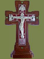 Крест 17136-1 гальван. на подставке плетенка серебрение с ангелами