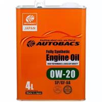 Масло моторное Autobacs Engine Oil 0w20 синтетическое, API SP, ILSAC GF-6A, для бензинового двигателя, 4л, арт. A01508395