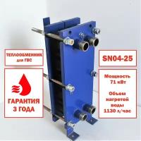 Пластинчатый разборный теплообменник SN04-25 для ГВС (Мощность 71 кВт)
