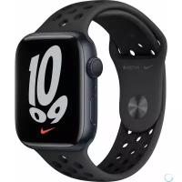 Apple Watch Nike Series 7, 45 мм, корпус из алюминия цвета «тёмная ночь», спортивный ремешок Nike цвета «антр