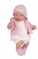 Arias ELEGANCE HANNE кукла мягкая с виниловыми конечностями, 28 см, плачет. В розовой одежде и с соской