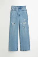 Широкие высокие джинсы - светло-синий - 46
