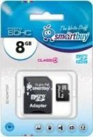 Карта памяти MicroSD 8GB Class 4 SmartBuy+SD адаптер