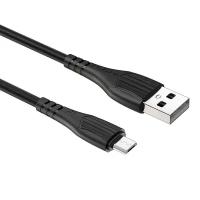 Data-кабели Borofone Кабель Borofone BX37, microUSB - USB, 2.4 А, 1 м, PVC оплётка, чёрный