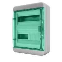 Щит навесной 24 мод. IP65, прозрачная зеленая дверца BNZ65-24-1