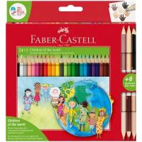 Карандаши цветные Faber-Castell Дети мира, 24 цветов, трехгранные, заточенные, +6 цветов