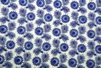 Ткань Синяя органза с вышитым цветочным рисунком