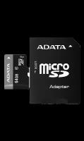 ADATA Карта памяти ADATA UHS-I MicroSD XC 64 ГБ class 10 (с адаптером)