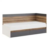 Кровать ALICIA Гринвич 1 (90*200 с ящиками, без матраса) авелано/темно-серый