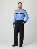 Рубашка охранника с длинным рукавом мужская, ярко-голубой (46; 170-176) / Форменная рубашка / Спецодежда мужская