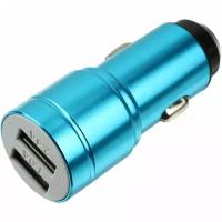 Зарядное устройство вход штекер прикуривателя, выход 2USB(G) 5В 2.4/1А, blue