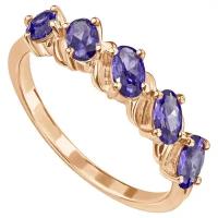 Серебряное кольцо с фиолетовым камнем (нанокристалл) - коллекция Колосок / Красное Золото (размер 16)