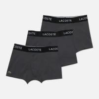 Комплект мужских трусов Lacoste 3-Pack Iconic Waist Logo серый, Размер XL