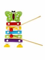 Музыкальный детский инструмент игрушка Металлофон Бабочка Ксилофон 5 тонов