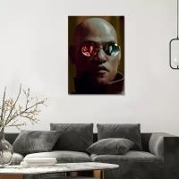 Интерьерная картина на холсте - Морфеус в очках отражение Нео Матрица 20х30