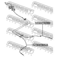 Трос ручного тормоза левый, 14100KYR05LH FEBEST 14100-KYR05LH