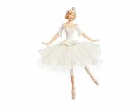 Ёлочная игрушка балерина - кружевной вальс (в корсаже с рукавами до локтя), полистоун, текстиль, белая, 15 см, Goodwill