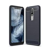 Чехол-накладка Carbon Fibre для Nokia 5.1 Plus / Nokia X5 (темно-синий)