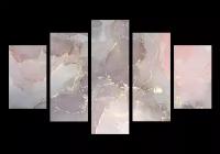 Модульная картина на стекле | Diva Kartina | Абстракция мрамор. Розовый дым | 150X90 см