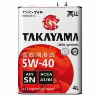 Масло моторное Takayama 5w40 синтетическое, SN/CF, ACEA A3/B4, для бензинового двигателя, 4л, арт. 605045