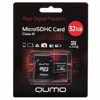 Карта памяти MicroSD 32GB Class 10 Qumo+SD адаптер