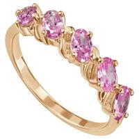 Серебряное кольцо с розовым камнем (нанокристалл) - коллекция Колосок / Розовое Золото (размер 16,5)