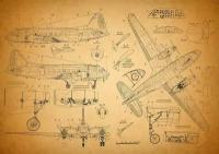 Плакат 80х60см. (Принт на фотобумаге) ретро / винтаж схема самолёта