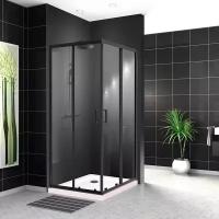 Belbagno Душевой уголок BelBagno UNO-195-A-2-90-C-NERO 90х90 см, профиль черный, стекло - прозрачное