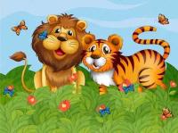 Пазлы для детей Лев и Тигр Детская Логика