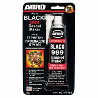 Герметик-прокладка ABRO OEM Black 999 Gasket Maker, силиконовый, термостойкий, черный, туба 85г, арт. 912-AB