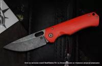 Кастомный нож MST Knives Technik (титан, оранжевая G10, blackwash, пескоструй)