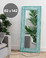 Настенное зеркало Etniq в раме Mas Teal 62x142 см, для ванной, спальни, гостиной, в прихожую, в полный рост
