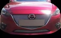 Защита радиатора (защитная сетка с парктроником) Mazda 3 2013-2016 верхняя черная