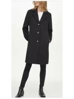 Пальто DKNY M черное на пуговицах до колена с английским воротником Womens Black Walker Coat Black Wool Blend