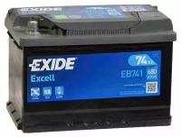 Аккумулятор автомобильный Exide Excell 74 А/ч 680 A прям. пол. EB741 Росс. авто (278x175x190) 2021г