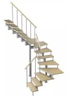 Модульная лестница Спринт 225 3150-3290, Серый, Сосна, Крашеная