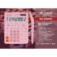 Калькулятор настольный большой, 12-разрядный, SKAINER SK-555PK, 2 питание, 2 память, 155 x 205 x 35 мм, розовый./В упаковке шт: 1
