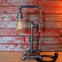 Коллекционная лофт лампа ручной работы из металла - настольная лампа Steampunk с вентилем