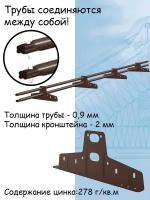 Снегозадержатель на крышу BORGE трубчатый овальный (3м / 25х45 мм / 4 опоры) для металлочерепицы, профнастила и мягкой кровли (RAL 8017) коричневый