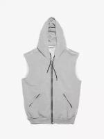 Hoodie Pierre Balmain Light Gray Sleeveless Back Printed Cotton Zipped Hoodie Pierre Balmain