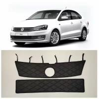 Утеплитель решетки радиатора для Volkswagen Polo 2014-2020 особо прочный (черный ромб)