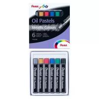 Pentel Пастель масляная, 6 цветов Pentel, металлик