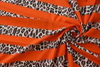 Ткань батист в полоску леопард и оранжевый